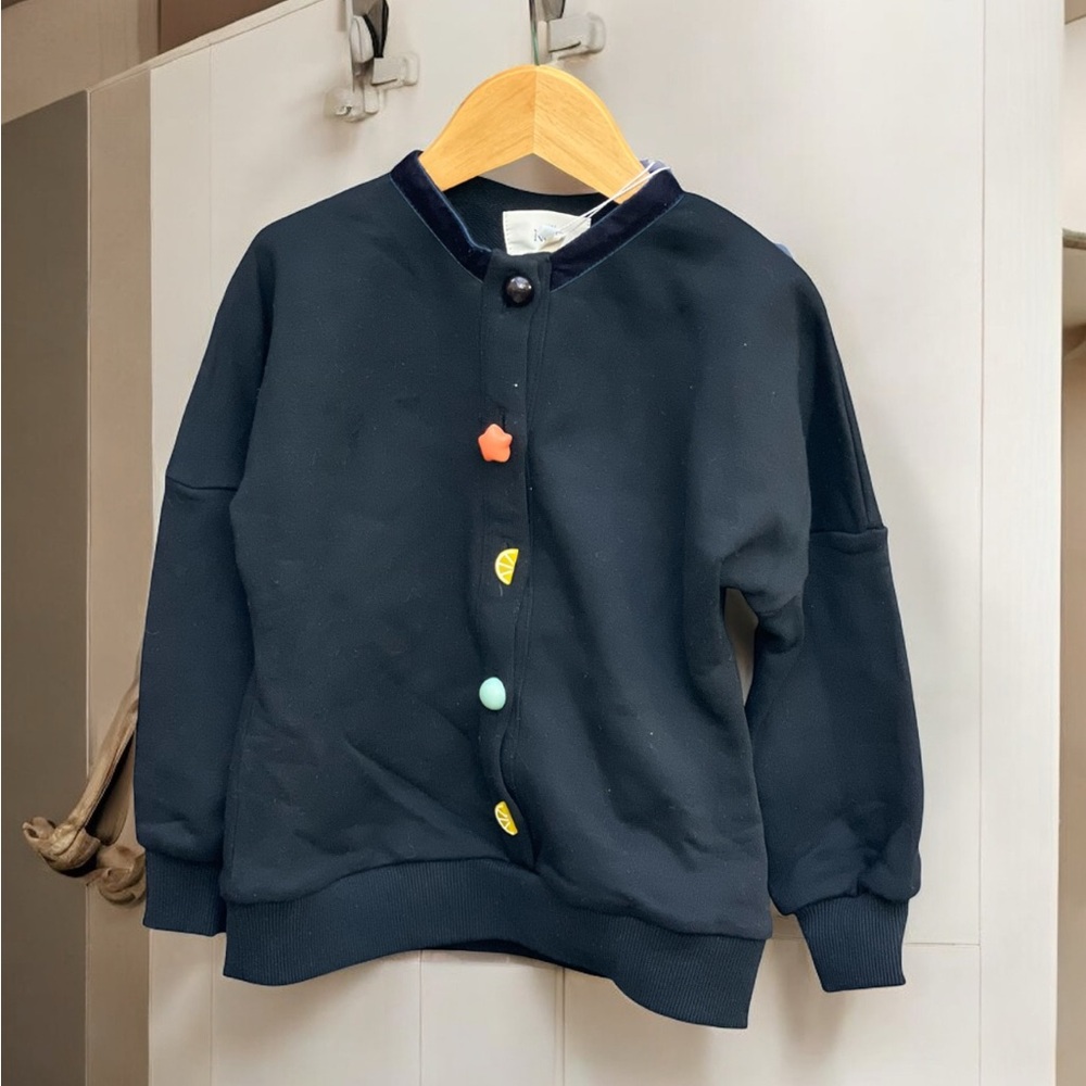 Mini Nod Scattered Button Sweatshirt - Black NWT